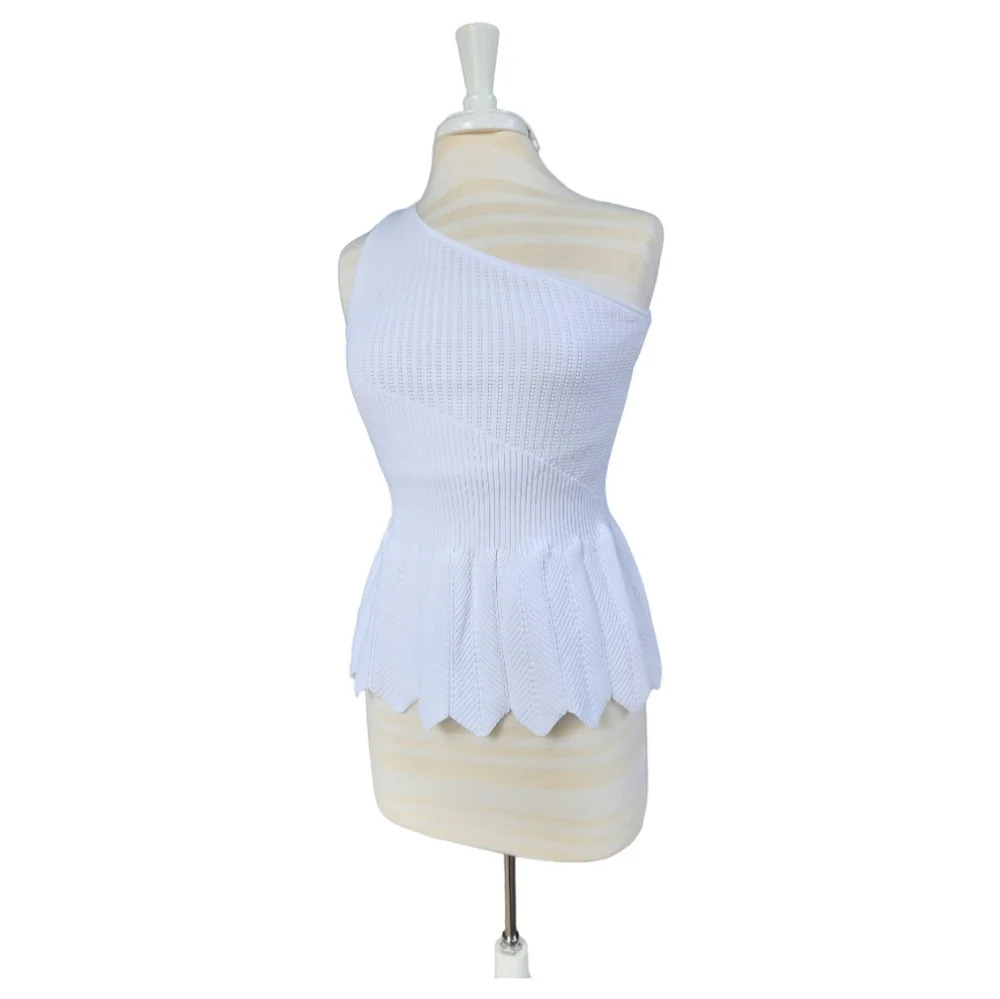 New York & Company White Sleeveless - Off the Shoulder Knit Top Size S - Picture 7 of 8